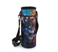 Biyejit Borsa porta bottiglie d'acqua con cerniera portabottiglie con spallacci regolabili Washbale Borsa per bottiglie, Lupo fresco, Misura unica, Organizer per borse