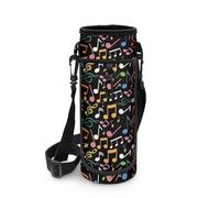Biyejit Borsa porta bottiglie d'acqua con cerniera portabottiglie con spallacci regolabili Washbale Sling Bottle Bag, Motivo note musicali, Misura unica, Organizer per borse