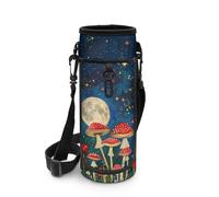 Biyejit Borsa porta bottiglie d'acqua con cerniera portabottiglie con spallacci regolabili Washbale Sling Bottle Bag, Foresta di funghi, Misura unica, Organizer per borse
