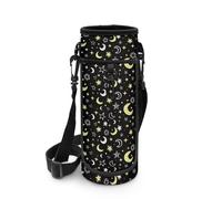 Biyejit Borsa porta bottiglie d'acqua con cerniera portabottiglie con spallacci regolabili Washbale Sling Bottle Bag, Luna Stelle, Misura unica, Organizer per borse