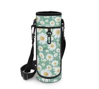 Biyejit Borsa porta bottiglie d'acqua con cerniera portabottiglie con spallacci regolabili Washbale Sling Bottle Bag, Margherita bianca., Misura unica, Organizer per borse