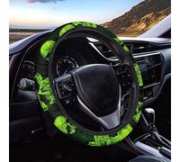 Biyejit Coprivolante verde con stampa teschio per donna ragazza 15", accessori per volante auto in neoprene antiscivolo e assorbimento del sudore decorazione universale