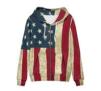 Biyejit, felpa con cappuccio da donna, con cerniera completa, a maniche lunghe, con tasche, per sport, viaggi, attività all'aperto, XS-5XL, Bandiera americana vintage, L