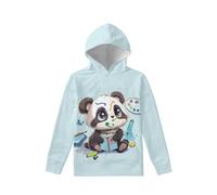 Biyejit Felpa con cappuccio in pile per ragazzi e ragazze, in peluche, casual, con tasca, per bambini dai 6 ai 16 anni, Panda, 8-10 Years