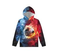 Biyejit Felpa con cappuccio in pile per ragazzi e ragazze, in peluche, casual, con tasca, per bambini dai 6 ai 16 anni, Fuoco del pallone da, 11-13 Years