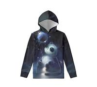 Biyejit, Felpa con cappuccio in pile per ragazzi e ragazze, pullover con cappuccio in pile soffice, con tasche, casual, per bambini dai 6 ai 16 anni, Simpatico panda dei cartoni animati., 8-10 Years
