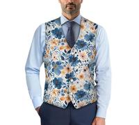 Biyejit Gilet da uomo, casual, con scollo a V, senza maniche, per smoking, feste, matrimoni, S-4XL, Acquerello Daisy, XL