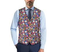 Biyejit Gilet da uomo, casual, con scollo a V, senza maniche, per smoking, feste, matrimoni, S-4XL, Fiore di margherita., XL