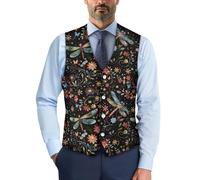 Biyejit Gilet da uomo, casual, con scollo a V, senza maniche, per smoking, feste, matrimoni, S-4XL, Libellula, L