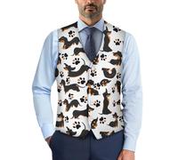 Biyejit Gilet da uomo formale gilet con bottone slim classico senza maniche giacca per smoking aziendale festa matrimonio S-4XL, Cane, L