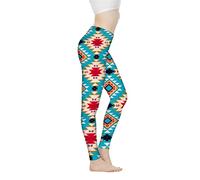 Biyejit Leggings da donna a vita alta, controllo della pancia, pantaloni da yoga, allenamento, corsa, leggings XS-3XL, Motivo tribale azteco, M
