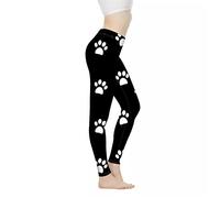 Biyejit Leggings da donna a vita alta, controllo della pancia, pantaloni da yoga, allenamento, corsa, leggings XS-3XL, Cane Paw Print Bianco, M