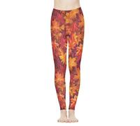 Biyejit Leggings da donna a vita alta, controllo della pancia, pantaloni da yoga, allenamento, corsa, XS-3XL, Foglie d'acero, L
