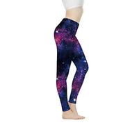 Biyejit Pantaloni da yoga da donna a vita alta, leggings da allenamento da donna, Galaxy Stars Pattern, XXL