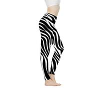 Biyejit Pantaloni da yoga da donna a vita alta, leggings da allenamento da donna, Stampa zebrata., L