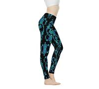 Biyejit Pantaloni da yoga da donna a vita alta, leggings da allenamento da donna, Tartaruga Mare Polinesiana, L