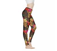Biyejit Pantaloni da yoga da donna a vita alta, leggings da allenamento da donna, Teschio di zucchero rosa, XS