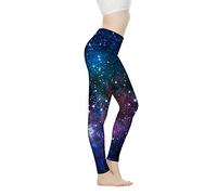 Biyejit Pantaloni da yoga da donna Leggings a vita alta per leggings da allenamento da donna, Galassia Stelle, XL