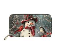 Biyejit Portafogli da donna in pelle lunga con motivo floreale, porta carte di credito, tasca per capacità, Pupazzo di neve natalizio, Taglia unica, Casual