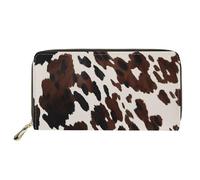 Biyejit Portafogli da donna in pelle lunga con motivo floreale, porta carte di credito, tasca per capacità, Mucca marrone., Taglia unica, Contemporaneo