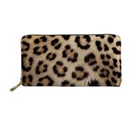 Biyejit Portafogli da donna in pelle lunga con motivo floreale, porta carte di credito, tasca per capacità, Stampa leopardata, Taglia unica, Casual