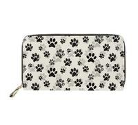 Biyejit Portafogli da donna in pelle lunga con motivo floreale, porta carte di credito, tasca per capacità, zampe di cane., Taglia unica, Minimalista