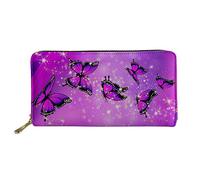 Biyejit Portafoglio da viaggio da donna, con farfalla rosa, portamonete, pochette per cellulare, regalo per ragazze