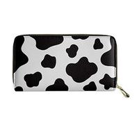 Biyejit Portafoglio lungo da donna in pelle da viaggio, porta carte di credito, pochette per telefono, grande capacità con cerniera, Stampa mucca., Taglia unica, Casual