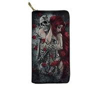 Biyejit Portafoglio lungo da donna in pelle da viaggio, porta carte di credito, pochette per telefono, grande capacità con cerniera, Teschio di zucchero rosa donna, Taglia unica, Casual