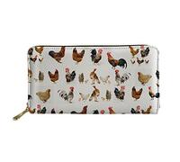 Biyejit Portafoglio lungo in pelle da donna con porta carte e tasca con motivo floreale, gallo gallo One Size, casual, Gallo Gallo, One Size, Casual