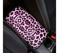 Biyejit Rosa Leopard Stampa Universale Console Centrale Bracciolo Copre Pad, Morbido Durevole Auto Bracciolo Box Copertura Pad Protector Auto Accessorio