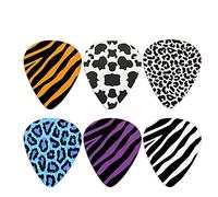 Biyejit, set completo di 6 plettri per chitarra, motivo zebrato, con stampa leopardata, per chitarristi, resistenti e lavabili