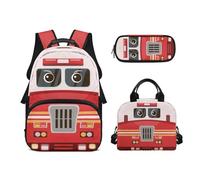 Biyejit Set di 3 zaini per la scuola a tema treno con borsa per il pranzo e astuccio per matite da 43,2 cm per studenti universitari, Treno carino, Misura unica, Set di zaini per la scuola