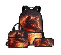 Biyejit Set di 3 zaini per la scuola, con borsa per il pranzo, astuccio per matite, libri, 43 cm, regalo per il rientro a scuola, Lupo 8, Misura unica, Set di zaini per la scuola