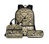 Biyejit Set di 3 zaini per la scuola, con borsa per il pranzo, astuccio per matite, libri, 43 cm, regalo per il rientro a scuola, Palla 2, Misura unica, Set di zaini per la scuola
