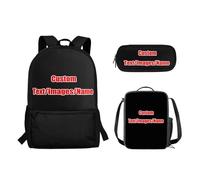 Biyejit Set di 3 zaini per ragazzi e ragazze, con portapranzo e astuccio per studenti, stile casual, set da 3, Immagini di nomi personalizzati, Zaino daypack