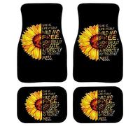 Biyejit - Set di 4 tappetini decorativi per auto con parole di girasole, per sedili anteriori/posteriori, con retro in gomma resistente, modello universale, accessori per interni SUV