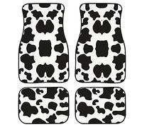 Biyejit - Set di 4 tappetini per auto anteriori/posteriori, modello universale antiscivolo, con stampa mucca, adatti per la maggior parte delle auto, protezione per tutte le condizioni atmosferiche