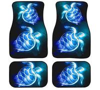Biyejit - Set di 4 tappetini per auto, in moquette con retro in gomma antiscivolo, resistenti, per sedili anteriori e posteriori - Motivo: tartaruga illuminata