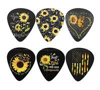 Biyejit - Set di 6 plettri per chitarra acustica e elettrica, con stampa girasoli
