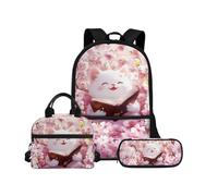 Biyejit Set di borse per la scuola 3 in 1 zaino per bambini borsa pranzo e astuccio grande capacità 43,2 cm, Gatti., Misura unica, Set di zaini per la scuola