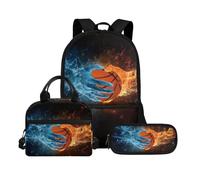 Biyejit Set di borse scolastiche a tema palla 3 in 1 zaino con borsa per il pranzo astuccio leggero 43 cm borsa per la scuola per bambini, Tema palla 19, Misura unica, Set di zaini per la scuola
