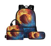 Biyejit Set di borse scolastiche a tema palla 3 in 1 zaino con borsa per il pranzo astuccio leggero 43 cm borsa per la scuola per bambini, Palla tema 21, Misura unica, Set di zaini per la scuola