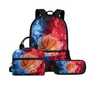 Biyejit Set di borse scolastiche a tema palla 3 in 1 zaino con borsa per il pranzo astuccio leggero 43 cm borsa per la scuola per bambini, Palla tema 5, Misura unica, Set di zaini per la scuola
