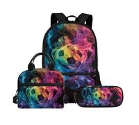 Biyejit Set di borse scolastiche a tema palla 3 in 1 zaino con borsa per il pranzo astuccio leggero 43 cm borsa per la scuola per bambini, Tema palla 13, Misura unica, Set di zaini per la scuola