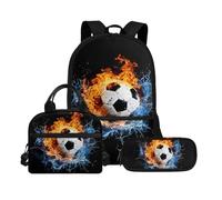 Biyejit Set di borse scolastiche a tema palla 3 in 1 zaino con borsa per il pranzo astuccio leggero 43 cm borsa per la scuola per bambini, Tema palla 16, Misura unica, Set di zaini per la scuola