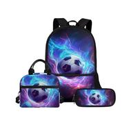 Biyejit Set di borse scolastiche a tema palla 3 in 1 zaino con borsa per il pranzo astuccio leggero 43 cm borsa per la scuola per bambini, Palla tema 8, Misura unica, Set di zaini per la scuola