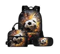 Biyejit Set di borse scolastiche a tema palla 3 in 1 zaino con borsa per il pranzo astuccio leggero 43 cm borsa per la scuola per bambini, Palla tema 2, Misura unica, Set di zaini per la scuola
