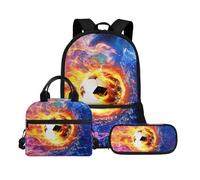 Biyejit Set di borse scolastiche a tema palla 3 in 1 zaino con borsa per il pranzo astuccio leggero 43 cm borsa per la scuola per bambini, Tema palla 15, Misura unica, Set di zaini per la scuola
