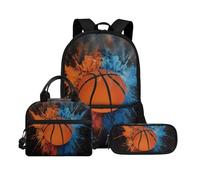 Biyejit Set di borse scolastiche a tema palla 3 in 1 zaino con borsa per il pranzo astuccio leggero 43 cm borsa per la scuola per bambini, Palla tema 20, Misura unica, Set di zaini per la scuola